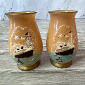 Vintage Germany Art Deco Embossed Cruise Liner Ship Sea Souvenir Bud Celluloid V